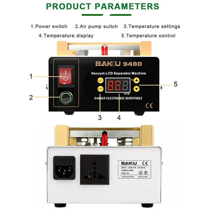 BAKU BK-948D 500W Vacuum Anti-static LCD Touch Panel Separator Machine, AC 110V US Plug, BAKU BK-948D AC 110V US Plug