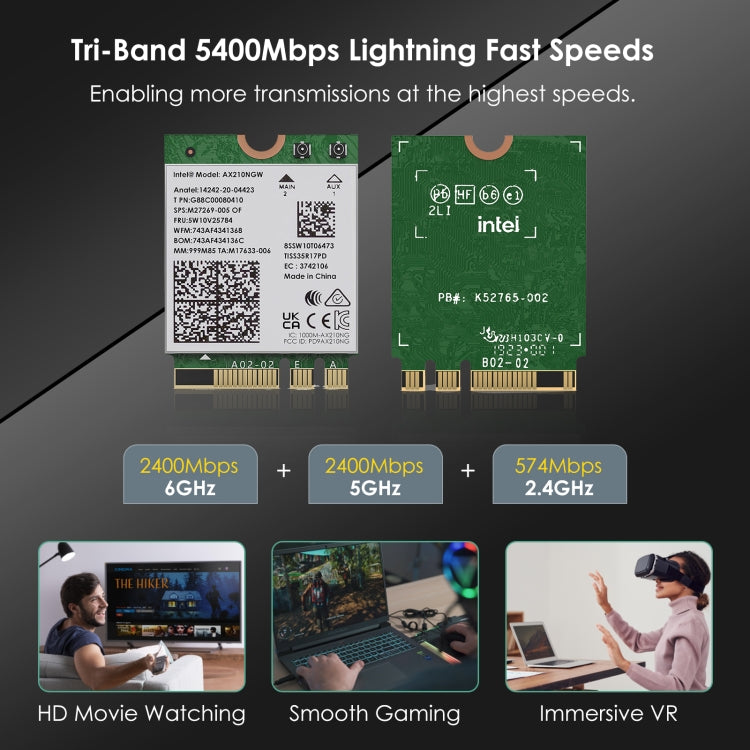 WAVLINK WN675X3M Tri-Band Wi-Fi 6E Network Card Module BT 5.2 5400Mbps Network Adapter, WN675X3M