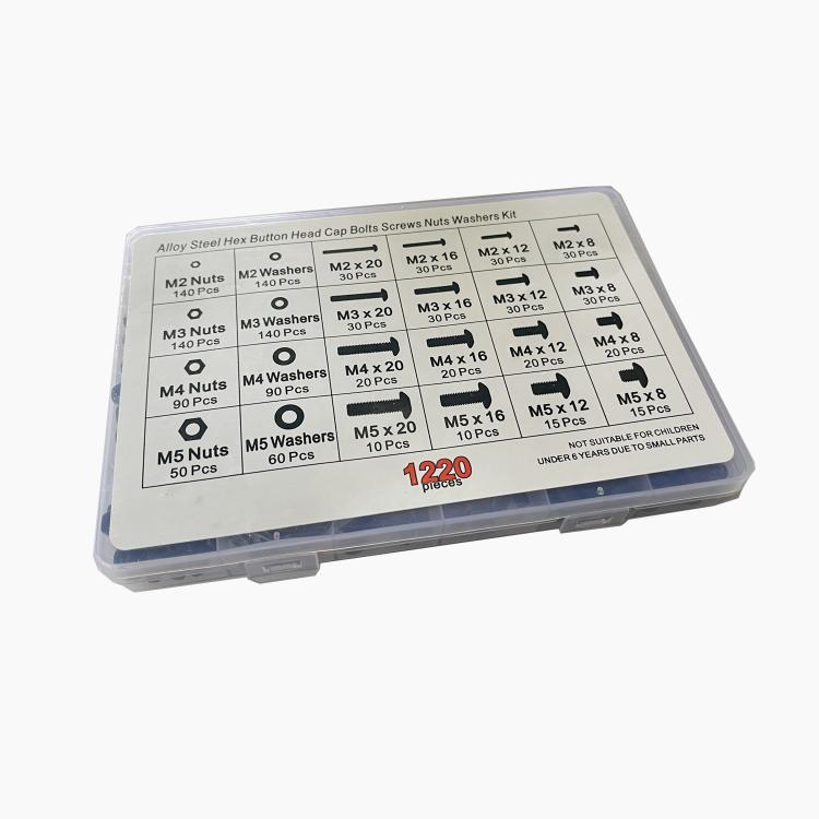 Hexagon Flat Head Bolts Nuts + Washers Alloy Steel Class 10.9, With Hexagon Wrench (M2-M5)