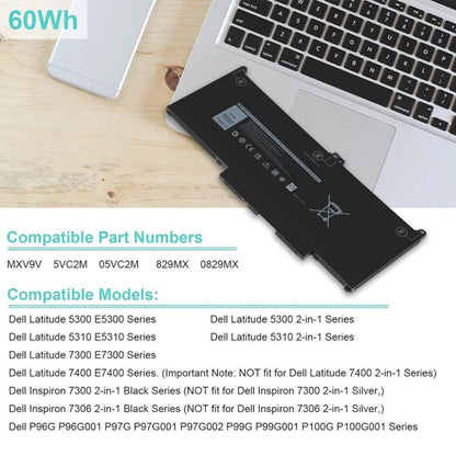 7600mAh Laptop Battery For Dell Latitude 5300 5310 7300 7400