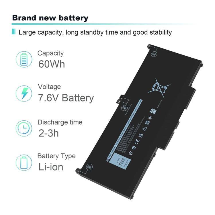 7600mAh Laptop Battery For Dell Latitude 5300 5310 7300 7400