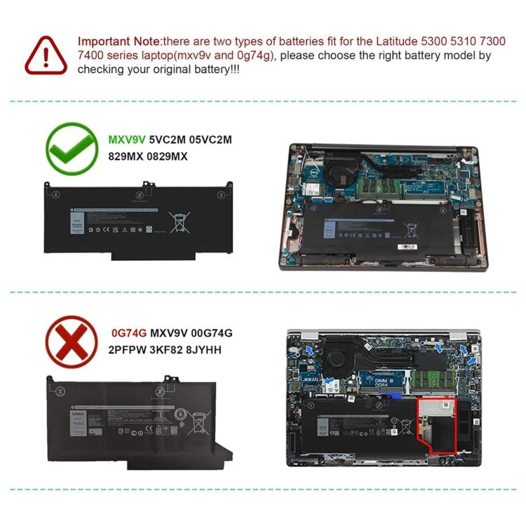 7600mAh Laptop Battery For Dell Latitude 5300 5310 7300 7400