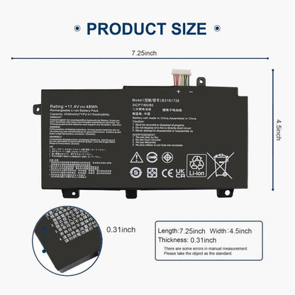 3600mAh Laptop Battery Replacement For ASUS TUF Gaming 5th/6th/7th/8th Generation FX80G FX86F/G, B31N1726