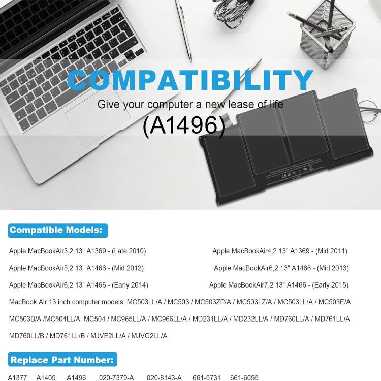 7000mAh Laptop Battery Replacement For MacBook Air 13 inch, A1496