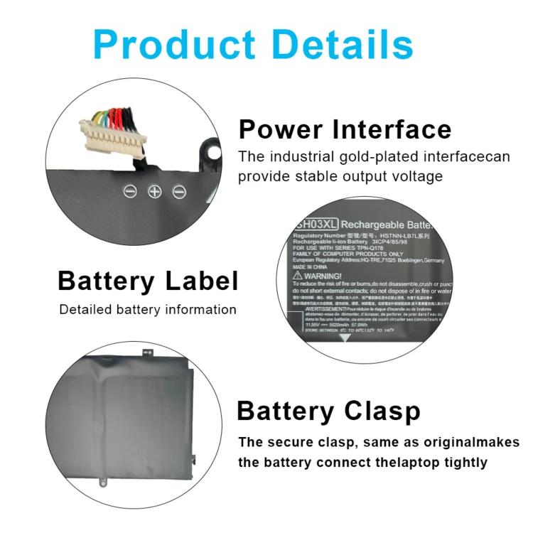 5020mAh Laptop Battery Replacement For HP Spectre x360 TPN-Q178, SH03XL