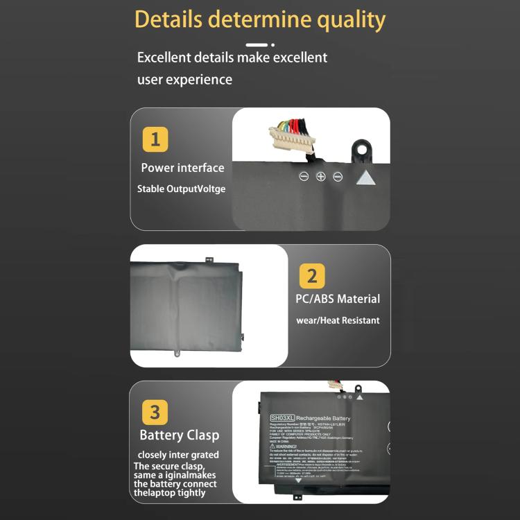 5020mAh Laptop Battery Replacement For HP Spectre x360 TPN-Q178, SH03XL