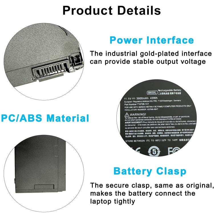 4000mAh Laptop Battery Replacement For HP OMEN 6 Pro Plus, SB03XL