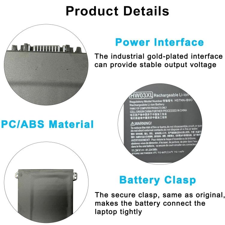 3600mAh Laptop Batteries For HP 15-EG0010TX, HW03XL