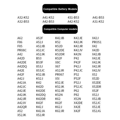 4400mAh Laptop Battery For Asus A42 A52 A62 B53 K42 K52 K62, A32-K52