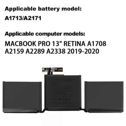 4781mAh Laptop Battery For Apple MacBook Pro 13 inch A1708 A2159 A2289 A2338, A1713