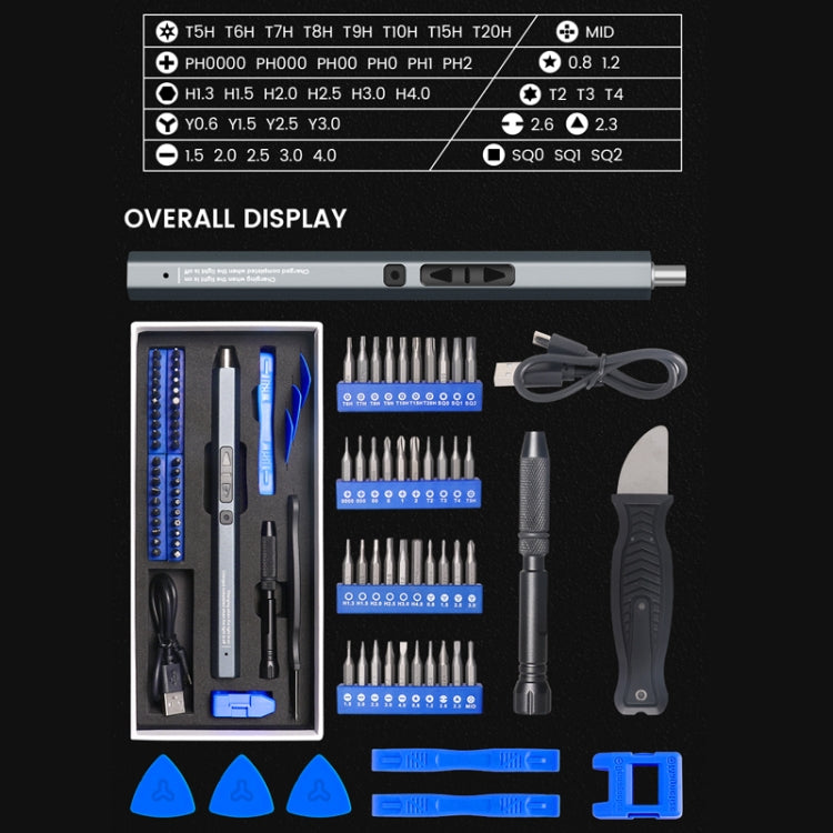 51 In 1 Rechargeable Mini Electric Screwdriver Set With 3LED Lighting, 51 In 1 Red, 51 In 1 Gray, 51 In 1 Blue