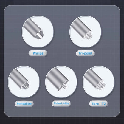 Qianli Super Tactile Grip-Type Precision Silent Dual-Bearing Screwdriver, Type A Phillips, Type B Tri-point, Type C Pentalibe, Type  D Pinhead Philips, Type E T2 Torx