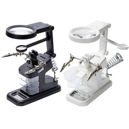 Desktop Multifunctional Chip Welding Repair Inspection Magnifying Glass with LED Light, 3-45X Black, 3-45X White