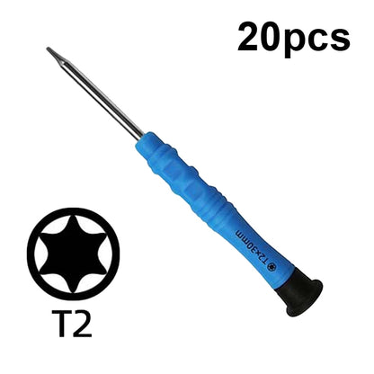 20pcs Mini Screwdriver Anti-Slip Mobile Phone Disassembly Maintenance Tools, 1.5 Straight, 1.2 Phillips, 1.2 Five Star, 0.6Y, T2, T3, T4, T5, T6