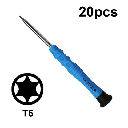 20pcs Mini Screwdriver Anti-Slip Mobile Phone Disassembly Maintenance Tools, 1.5 Straight, 1.2 Phillips, 1.2 Five Star, 0.6Y, T2, T3, T4, T5, T6