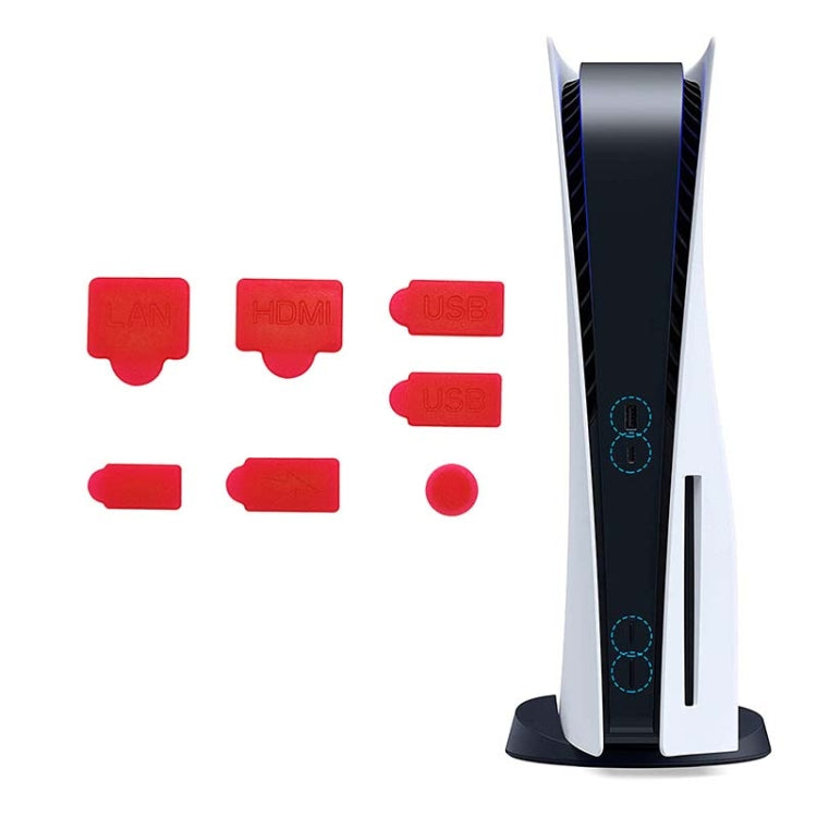 For PS5 2sets 7pcs/Set Dust Plug Silicone Dust Protector Anti-Dust Cover, White, Red, Blue, Black