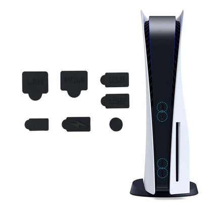 For PS5 2sets 7pcs/Set Dust Plug Silicone Dust Protector Anti-Dust Cover, White, Red, Blue, Black