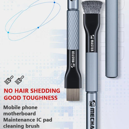 MECHANIC Cell Phone Motherboard Chip Degumming Brush PCB De-Tin Cleaning Cylinder Long Handle Brush, Sideburns, Steel Wire, Double-ended Sideburns+Steel Wire