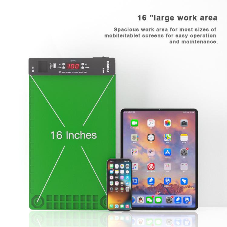 BAKU BA-940 16-inch LCD Screen Removal Work Mat With Heating System and Dust Lighting, US Plug, EU Plug