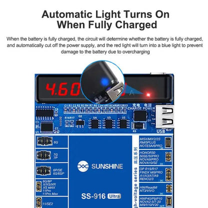 Charging Activation Fixture 5-9V Adaptive Voltage Support iPhone 16 Series and Android Models, SUNSHINE SS-916 Ultra