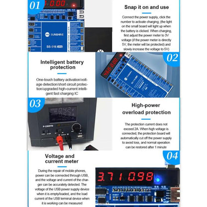 Charging Activation Fixture 5-9V Adaptive Voltage Support iPhone 16 Series and Android Models, SUNSHINE SS-916 Ultra