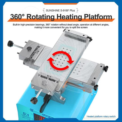 SUNSHINE S-918F Plus 5 In 1 Curved Screen Separator Mobile Phone LCD Screen Repair Separator Heating Platform, S-918F Plus