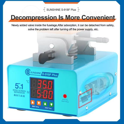 SUNSHINE S-918F Plus 5 In 1 Curved Screen Separator Mobile Phone LCD Screen Repair Separator Heating Platform, S-918F Plus