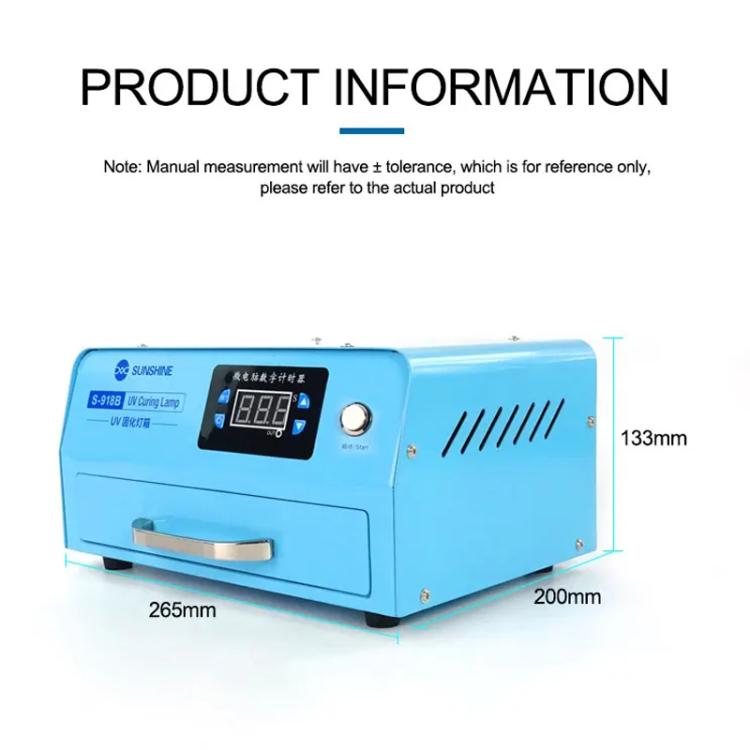 SUNSHINE S-918B UV Curing Filming Box LED High-Power UV Mobile Phone Curved Screen Optical Shadowless Glue Repair Tool