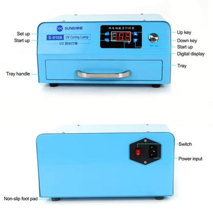 SUNSHINE S-918B UV Curing Filming Box LED High-Power UV Mobile Phone Curved Screen Optical Shadowless Glue Repair Tool