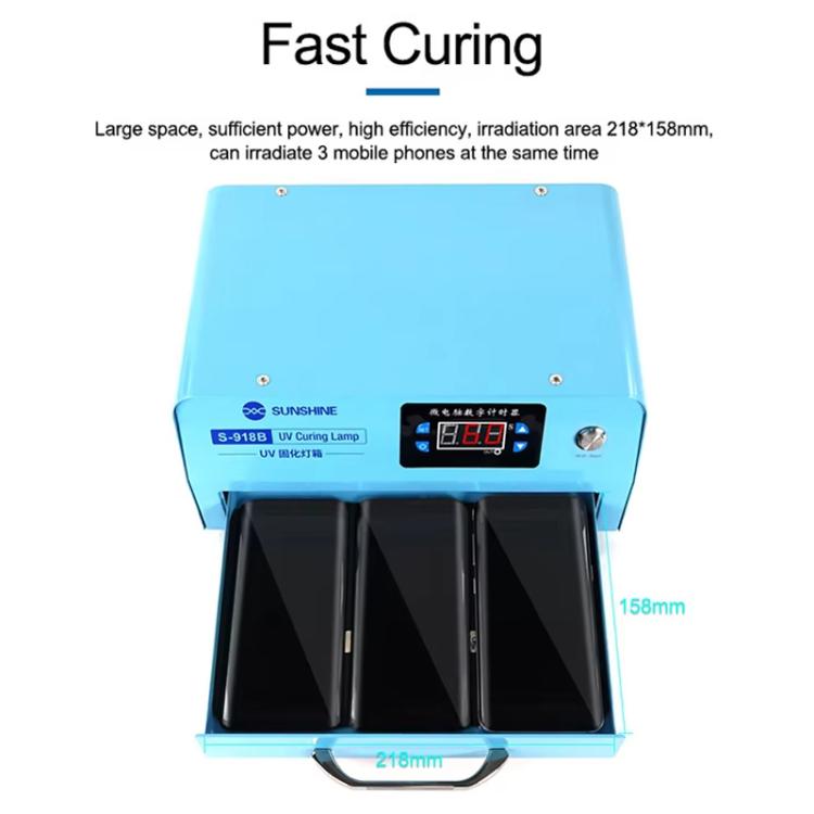 SUNSHINE S-918B UV Curing Filming Box LED High-Power UV Mobile Phone Curved Screen Optical Shadowless Glue Repair Tool