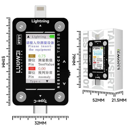 Type-C To 8 Pin Detachable Cell Phone Rear Plug Auto Tester, LUOWEI RT01
