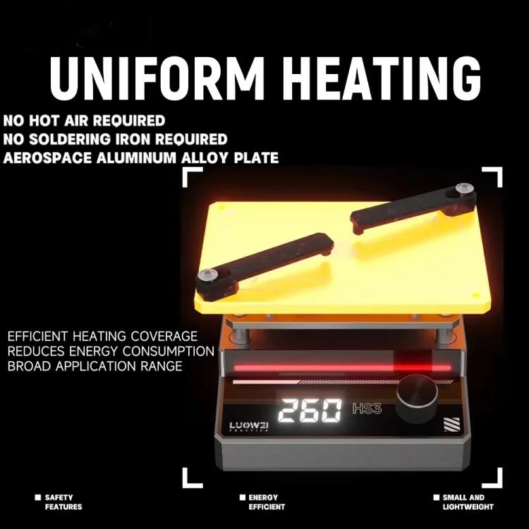 LUOWEI HS3 Universal Preheating Heating Station Layered Lamination Tinning Degumming Heating Station, US Plug, EU Plug