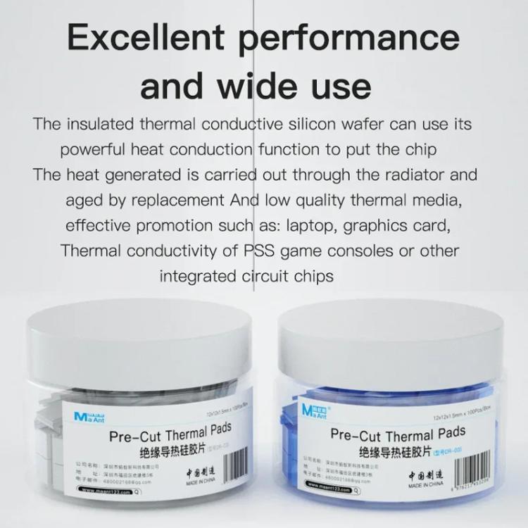 MaAnt DR-03 100pcs /Box Insulating Thermal Conductive Silicone Spacer CPU Thermal Spacer