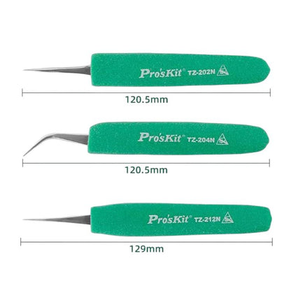 Anti-Static Non-Slip Soft Grip Stainless Steel Tweezers, ProsKit TZ-202N, ProsKit TZ-204N, ProsKit TZ-212N