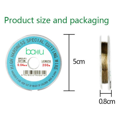 200m/329ft Carbon Steel Screen Separator Cutting Wire for Smartphone & Tablet LCD Screen Repair, BAKU 0.03mm, BAKU 0.04mm, BAKU 0.05mm, BAKU 0.06mm, BAKU 0.08mm