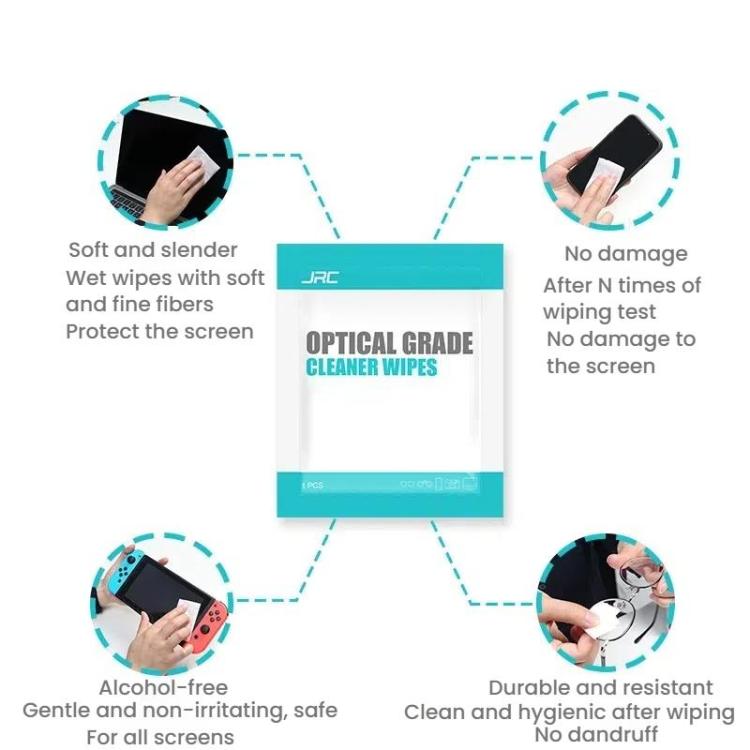 JRC F502 100pcs /Box Cleaning Glasses Paper Cell Phone Screen Cleaning Portable Alcohol Kit, Cleaning Paper