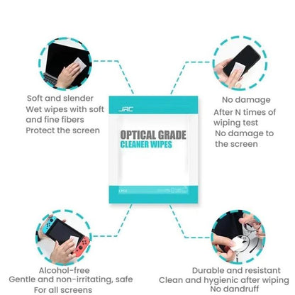 JRC F502 100pcs /Box Cleaning Glasses Paper Cell Phone Screen Cleaning Portable Alcohol Kit, Cleaning Paper
