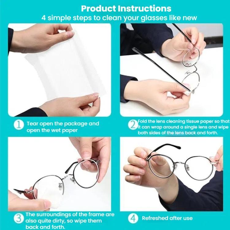 JRC F502 100pcs /Box Cleaning Glasses Paper Cell Phone Screen Cleaning Portable Alcohol Kit, Cleaning Paper