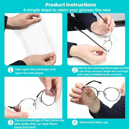 JRC F502 100pcs /Box Cleaning Glasses Paper Cell Phone Screen Cleaning Portable Alcohol Kit, Cleaning Paper