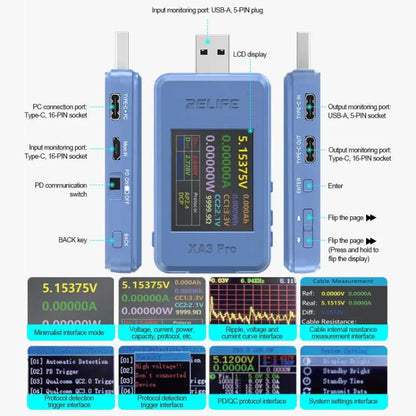 USB / Type-C Smart Detector Fast Charging Protocol Identification Detection, XA3 Pro