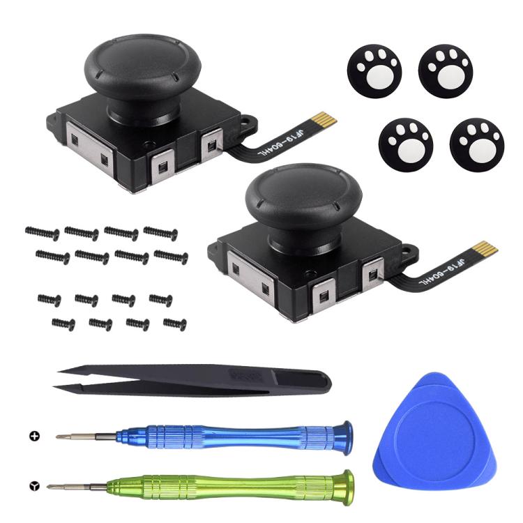 Hall Effect Joystick for Nintendo Switch/OLED/Lite Joy-Con Electromagnetic Analog Stick with No Drift, Black, Set 1, Set 2
