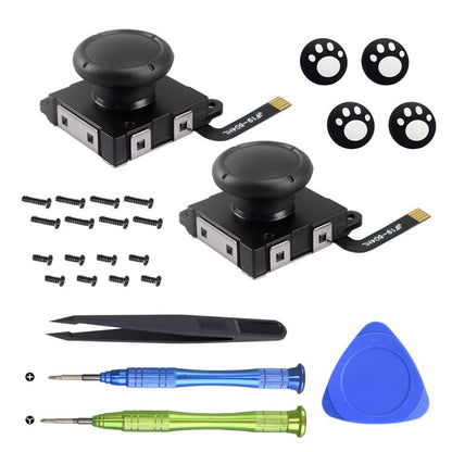 Hall Effect Joystick for Nintendo Switch/OLED/Lite Joy-Con Electromagnetic Analog Stick with No Drift, Black, Set 1, Set 2