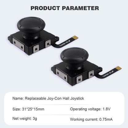 Hall Effect Joystick for Nintendo Switch/OLED/Lite Joy-Con Electromagnetic Analog Stick with No Drift, Black, Set 1, Set 2