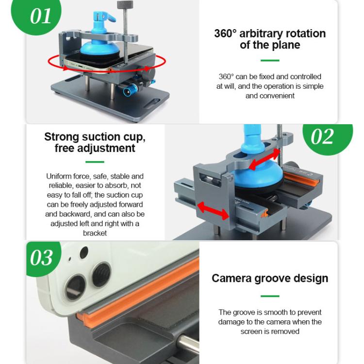 2 In 1 Split Screen Rotating Mobile Phone Repair Fixture Multifunctional Rotating Clamp, RL-601S Plus