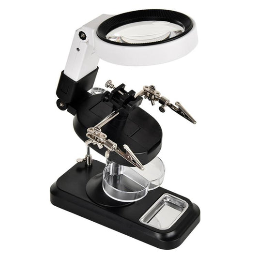 5x 10x Desktop Handheld Magnifying Glass 32 LEDs Soldering Iron Maintenance Workbench