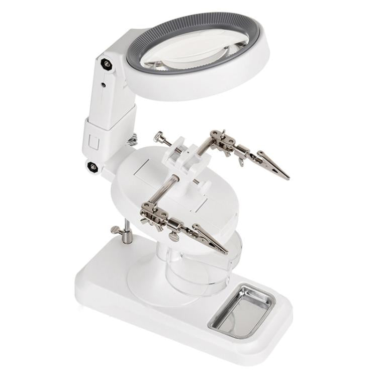 5x 10x Desktop Handheld Magnifying Glass 32 LEDs Soldering Iron Maintenance Workbench