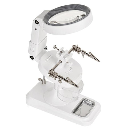 5x 10x Desktop Handheld Magnifying Glass 32 LEDs Soldering Iron Maintenance Workbench