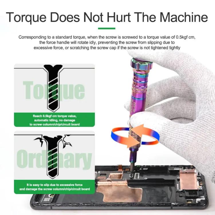 Torque Self-locking Handle Non-slip Mobile Phone Repair Screwdriver Disassembly Tool With 5 Bits, RELIFE RL-723 With 5 Bits