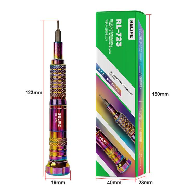 Torque Self-locking Handle Non-slip Mobile Phone Repair Screwdriver Disassembly Tool With 5 Bits, RELIFE RL-723 With 5 Bits