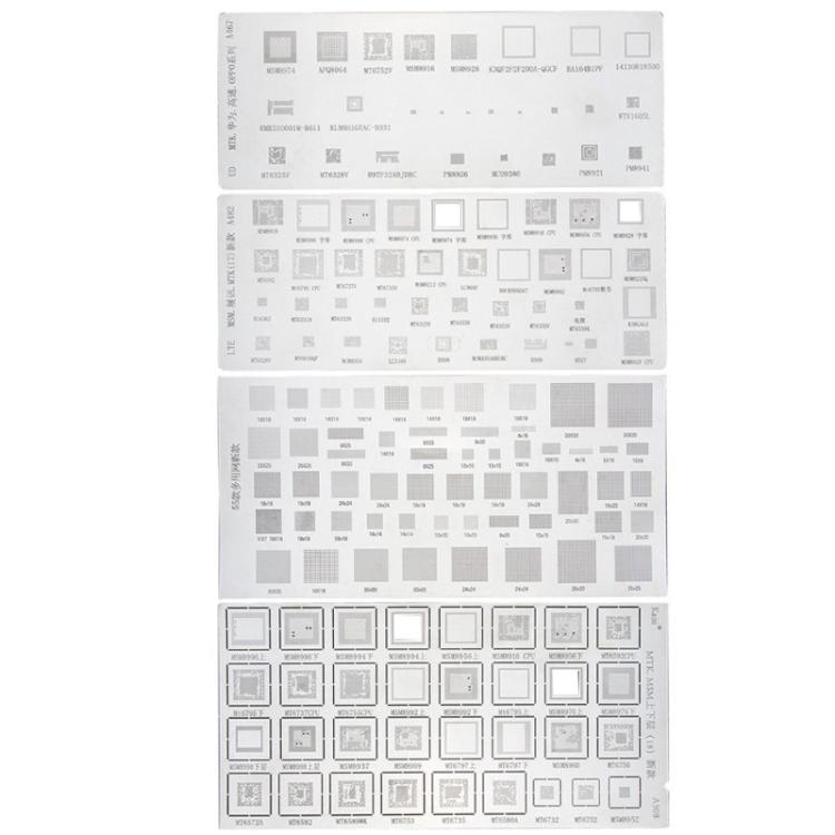 Kaisi 4pcs Solder Paste Stencil Universal Mobile Phone BGA Reballing Stencils 55 Multi-purpose Steel Mesh